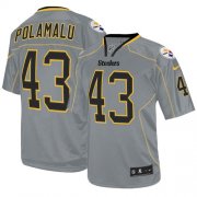 Wholesale Cheap Nike Steelers #43 Troy Polamalu Lights Out Grey Men's Stitched NFL Elite Jersey