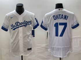 Cheap Men\'s Los Angeles Dodgers #17 Shohei Ohtani White 2022 City Connect Flex Base Stitched Jersey