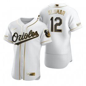 Wholesale Cheap Baltimore Orioles #12 Roberto Alomar White Nike Men\'s Authentic Golden Edition MLB Jersey