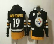Wholesale Cheap Men's Pittsburgh Steelers #19 JuJu Smith-Schuster NEW Black Pocket Stitched NFL Pullover Hoodie