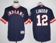 Wholesale Cheap Indians #12 Francisco Lindor Navy Blue 1976 Turn Back The Clock Stitched MLB Jersey