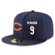 Wholesale Cheap Chicago Bears #9 Jim McMahon Snapback Cap NFL Player Navy Blue with White Number Stitched Hat
