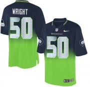 Wholesale Cheap Nike Seahawks #50 K.J. Wright Steel Blue/Green Men's Stitched NFL Elite Fadeaway Fashion Jersey