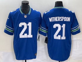 Wholesale Cheap Men\'s Seattle Seahawks #21 Artie Burns Royal 2023 F.U.S.E. Vapor Limited Throwback Stitched Jersey