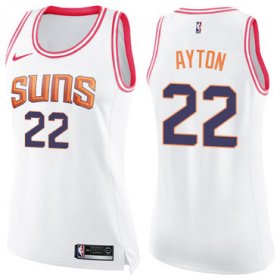 Wholesale Cheap Women\'s Nike Phoenix Suns #22 Deandre Ayton White Pink NBA Swingman Fashion Jersey
