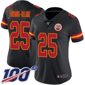 Wholesale Cheap Nike Chiefs #25 Clyde Edwards-Helaire Black Women\'s Stitched NFL Limited Rush 100th Season Jersey