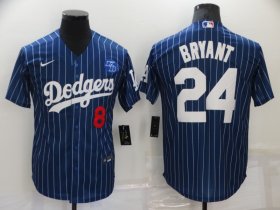 Wholesale Cheap Men\'s Los Angeles Dodgers #8 #24 Kobe Bryant Blue Pinstripe Stitched MLB Cool Base Nike Jersey
