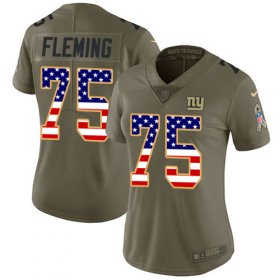 Wholesale Cheap Nike Giants #75 Cameron Fleming Olive/USA Flag Women\'s Stitched NFL Limited 2017 Salute To Service Jersey