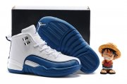Wholesale Cheap Kids' Air Jordan 12 Shoes French Blue/white