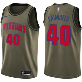 Wholesale Cheap Nike Pistons #40 Bill Laimbeer Green Salute to Service NBA Swingman Jersey