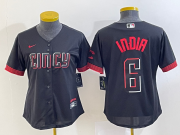 Wholesale Cheap Women's Cincinnati Reds #6 Jonathan India Black 2023 City Connect Cool Base Stitched Jersey 1