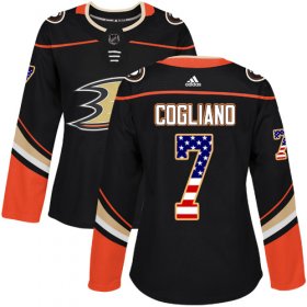 Wholesale Cheap Adidas Ducks #7 Andrew Cogliano Black Home Authentic USA Flag Women\'s Stitched NHL Jersey