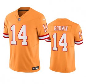 Wholesale Cheap Men\'s Tampa Bay Buccaneers #14 Chris Godwin Orange Throwback Limited Stitched Jersey