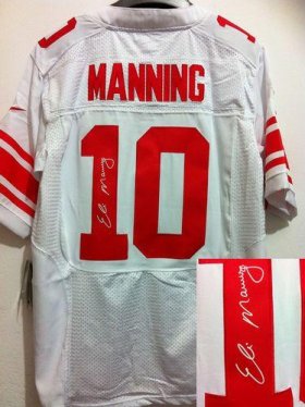 Wholesale Cheap Nike Giants #10 Eli Manning White Men\'s Stitched NFL Elite Autographed Jersey