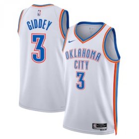 Wholesale Cheap Men\'s Oklahoma City Thunder #3 Josh Giddey White Association Edition Stitched Basketball Jersey