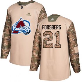 Wholesale Cheap Adidas Avalanche #21 Peter Forsberg Camo Authentic 2017 Veterans Day Stitched Youth NHL Jersey