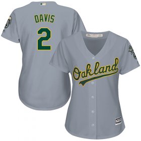 Wholesale Cheap Athletics #2 Khris Davis Grey Road Women\'s Stitched MLB Jersey