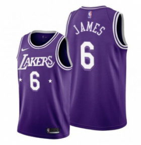 Wholesale Cheap Men\'s Purple Los Angeles Lakers #6 LeBron James 2021-22 City Edition Stitched Jersey