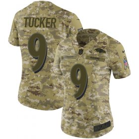 Wholesale Cheap Nike Ravens #9 Justin Tucker Camo Women\'s Stitched NFL Limited 2018 Salute to Service Jersey