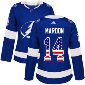 Cheap Adidas Lightning #14 Pat Maroon Blue Home Authentic USA Flag Women\'s Stitched NHL Jersey