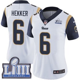 Wholesale Cheap Nike Rams #6 Johnny Hekker White Super Bowl LIII Bound Women\'s Stitched NFL Vapor Untouchable Limited Jersey