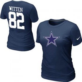 Wholesale Cheap Women\'s Nike Dallas Cowboys #82 Jason Witten Name & Number T-Shirt Blue