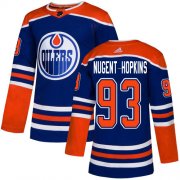 Wholesale Cheap Adidas Oilers #93 Ryan Nugent-Hopkins Royal Alternate Authentic Stitched Youth NHL Jersey