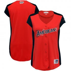 Wholesale Cheap American League Blank Majestic Women\'s 2019 MLB All-Star Game Workout Team Jersey Red Navy