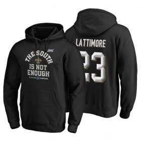 Wholesale Cheap New Orleans Saints #23 Marshon Lattimore 2019 NFC South Division Champions Black Cover Two Hoodie