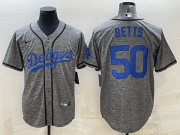 Wholesale Cheap Men's Los Angeles Dodgers #50 Mookie Betts Grey Gridiron Cool Base Stitched Baseball Jersey