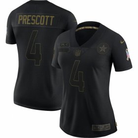 Cheap Dallas Cowboys #4 Dak Prescott Nike Women\'s 2020 Salute To Service Limited Jersey Black