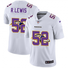 Wholesale Cheap Baltimore Ravens #52 Ray Lewis White Men\'s Nike Team Logo Dual Overlap Limited NFL Jersey
