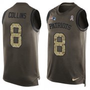 Wholesale Cheap Nike Patriots #8 Jamie Collins Sr Green Men's Stitched NFL Limited Salute To Service Tank Top Jersey