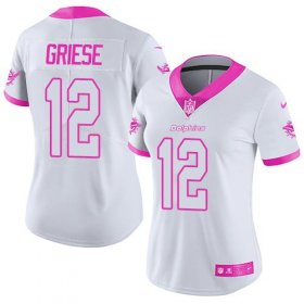 Wholesale Cheap Nike Dolphins #12 Bob Griese White/Pink Women\'s Stitched NFL Limited Rush Fashion Jersey