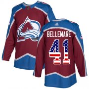 Wholesale Cheap Adidas Avalanche #41 Pierre-Edouard Bellemare Burgundy Home Authentic USA Flag Stitched Youth NHL Jersey