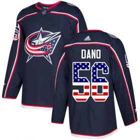 Wholesale Cheap Adidas Blue Jackets #56 Marko Dano Navy Blue Home Authentic USA Flag Stitched NHL Jersey