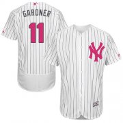 Wholesale Cheap Yankees #11 Brett Gardner White Strip Flexbase Authentic Collection Mother's Day Stitched MLB Jersey