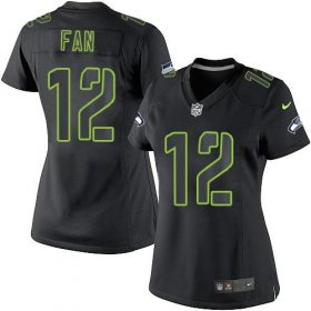 Wholesale Cheap Nike Seahawks #12 Fan Black Impact Women\'s Stitched NFL Limited Jersey