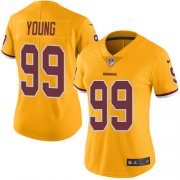 Wholesale Cheap Nike Redskins #99 Chase Young Gold Women's Stitched NFL Limited Rush Jersey