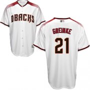 Wholesale Cheap Diamondbacks #21 Zack Greinke White/Crimson Home Women's Stitched MLB Jersey