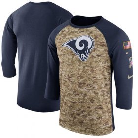 Wholesale Cheap Men\'s Los Angeles Rams Nike Camo Navy Salute to Service Sideline Legend Performance Three-Quarter Sleeve T-Shirt