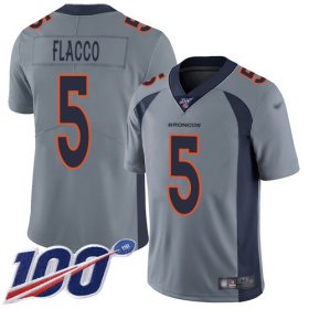 Wholesale Cheap Nike Broncos #5 Joe Flacco Gray Men\'s Stitched NFL Limited Inverted Legend 100th Season Jersey