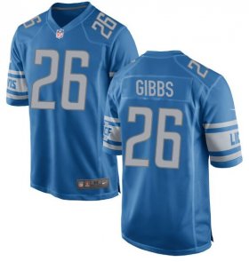 Men\'s Detroit Lions Jahmyr Gibbs #26 Nike Blue Official NFL Game Jersey