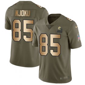 Wholesale Cheap Nike Browns #85 David Njoku Olive/Gold Men\'s Stitched NFL Limited 2017 Salute To Service Jersey