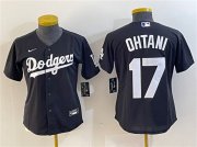 Cheap Women's Los Angeles Dodgers #17 Shohei Ohtani Black Stitched Jersey(Run Small)