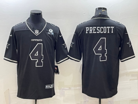 Wholesale Cheap Men\'s Dallas Cowboys #4 Dak Prescott Black With 1960 Patch Limited Stitched Football Jersey