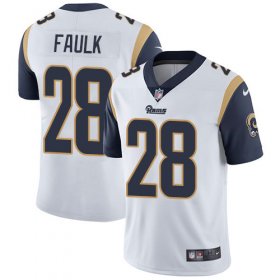 Wholesale Cheap Nike Rams #28 Marshall Faulk White Men\'s Stitched NFL Vapor Untouchable Limited Jersey