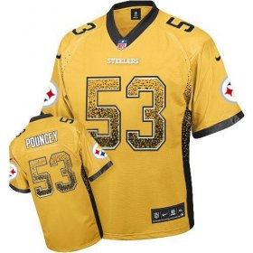Wholesale Cheap Nike Steelers #53 Maurkice Pouncey Gold Men\'s Stitched NFL Elite Drift Fashion Jersey
