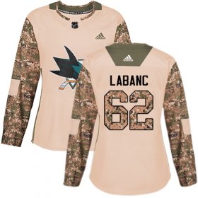 Wholesale Cheap Adidas Sharks #62 Kevin Labanc Camo Authentic 2017 Veterans Day Women\'s Stitched NHL Jersey