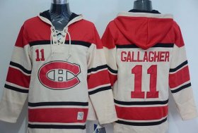 Wholesale Cheap Canadiens #11 Brendan Gallagher Cream Sawyer Hooded Sweatshirt Stitched NHL Jersey